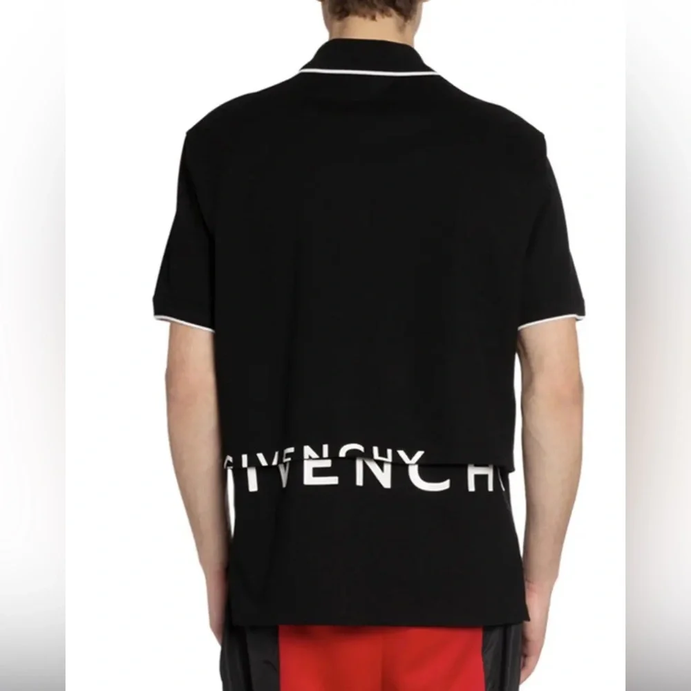 Authentic Givenchy Black Polo Shirt with White Accents - Picture 2 of 12
